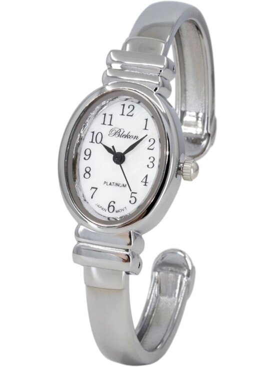 Accessories - Womens Silver Analog Quartz Elegant Pearl Dial Sophisticated Cuff Bracelet Watch